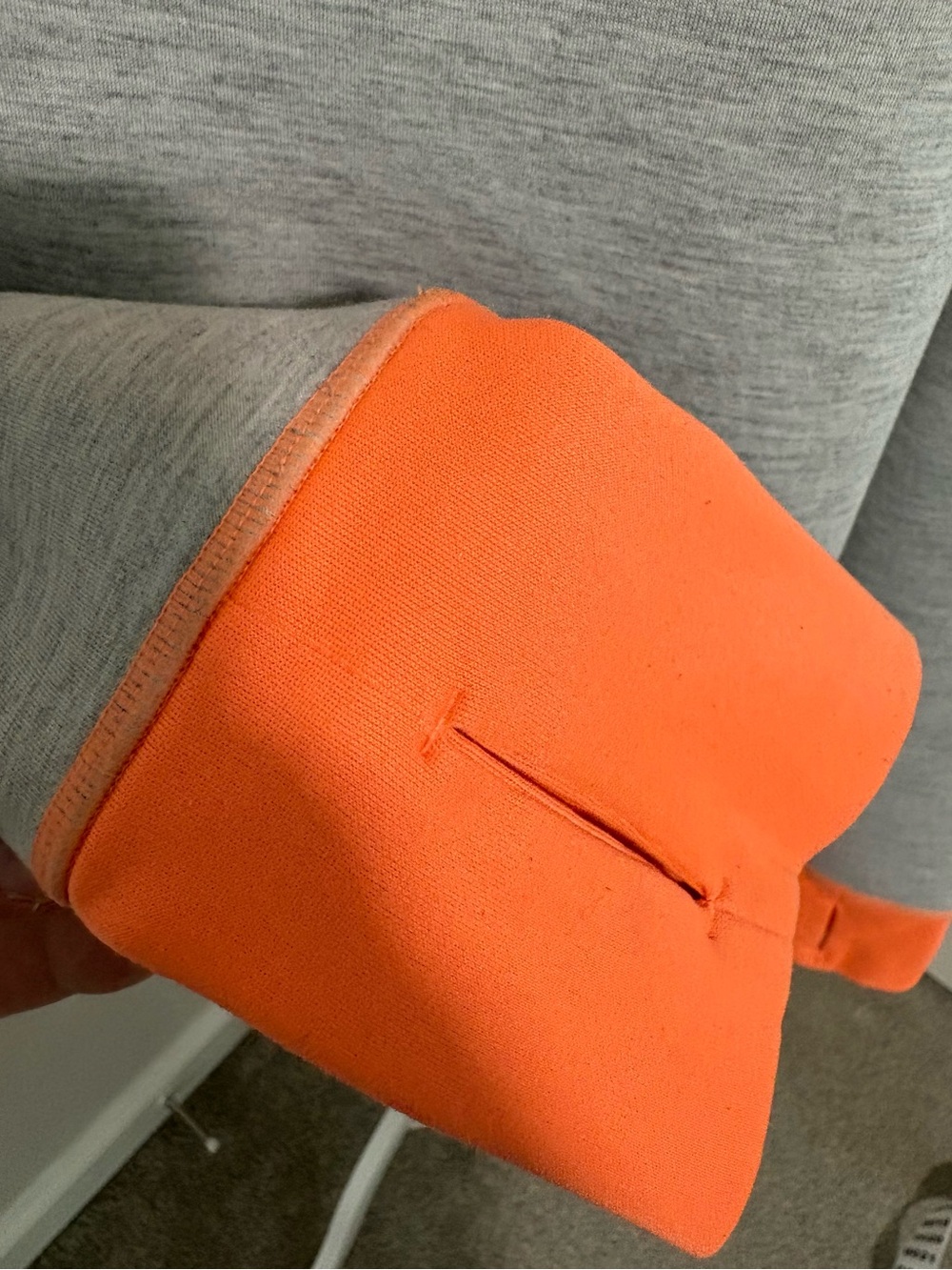 Athlete Women's Size Medium Colorblock Pullover Sweatshirt - Gray & Neon Orange - Picture 5 of 8